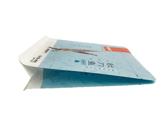 Paper Plastic Flat Bottom Pouches Bag 90g Dry Lamination For Dried Fish
