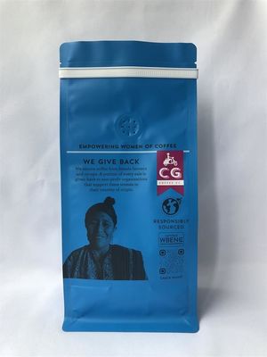 12OZ Coffee Packaging Pouch Matt Flat Bottom Printed With Tin Tie