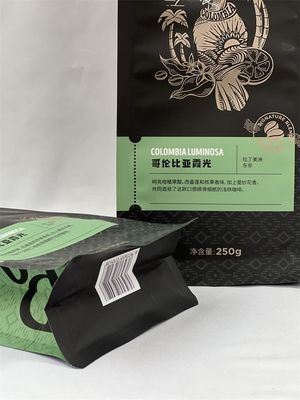 Square Bottom Matte Printing Kraft Paper Coffee Bag With Valve