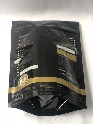 Black ISO Eco Friendly Coffee Pouches Resealable Coffee Bags With Valve