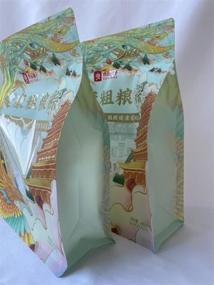 Clear Window Flat Bottom Food Bags Metal Free 480g Custom Printed