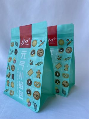 Printed Mylar Flat Bottom Plastic Bags Custom Logo For Snack Food
