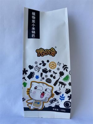 ISO Side Gusset White Kraft Paper Pouches Plastic Laminated Eco Friendly