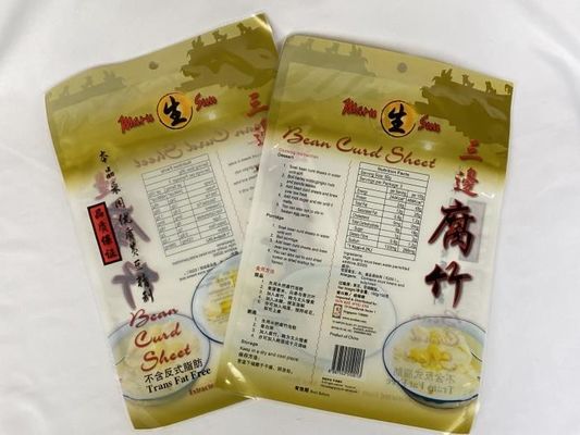 3 Side Stand Up Mylar Food Bags Recyclable For Dry Bean Curd Sheet