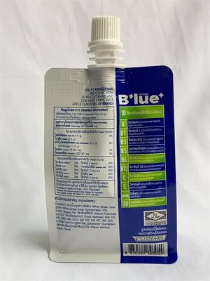Quad Bottom Spouted Stand Up Barrier Pouches Custom Printed Drink Pouch Packaging