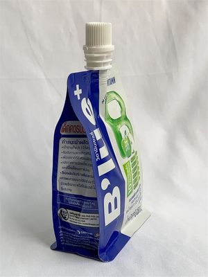 Quad Bottom Spouted Stand Up Barrier Pouches Custom Printed Drink Pouch Packaging