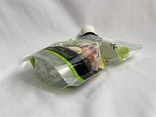 Clear Plastic Spout Packaging Pouch Custom Printed With Side Gusset Cap
