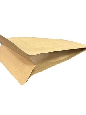 Coffee Kraft Paper Packaging Pouch Heat Seal Flat Bottom With Valve