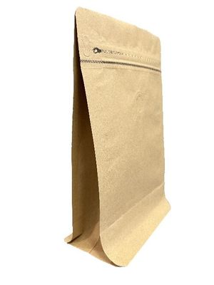 Coffee Kraft Paper Packaging Pouch Heat Seal Flat Bottom With Valve