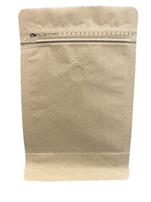 Coffee Kraft Paper Packaging Pouch Heat Seal Flat Bottom With Valve