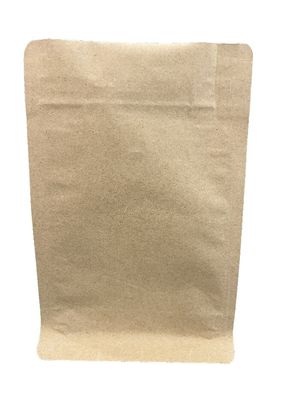 Coffee Kraft Paper Packaging Pouch Heat Seal Flat Bottom With Valve