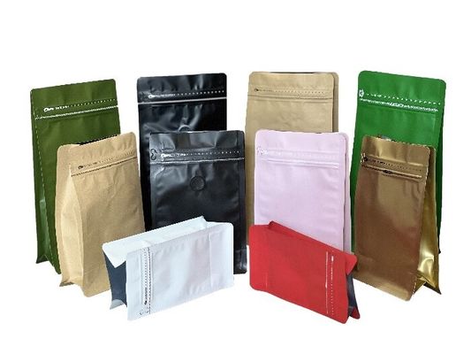 OEM Coffee Flat Bottom Bags With Excellent Display One Way Ziplock 100g-1kg
