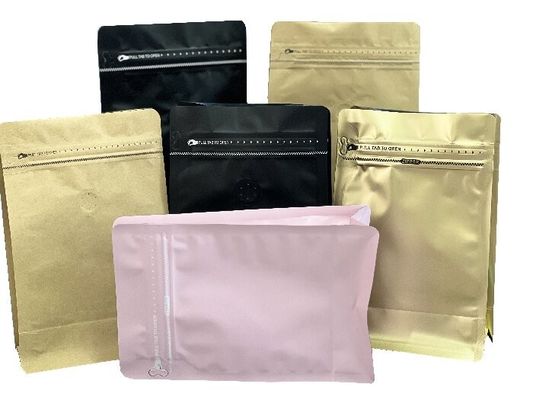 OEM Coffee Flat Bottom Bags With Excellent Display One Way Ziplock 100g-1kg