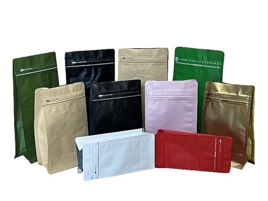 OEM Coffee Flat Bottom Bags With Excellent Display One Way Ziplock 100g-1kg