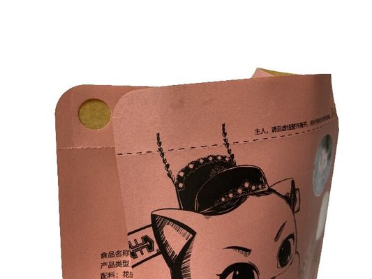 Paper Flat Bottom Food Packaging Pouches With Customized Colors For Nuts