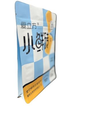 Customized Laminate Quad Bottom Zipper Pouches For Food Packaging