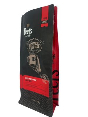 Customizable Flat Bottom Coffee Bags With One Way Ziplock