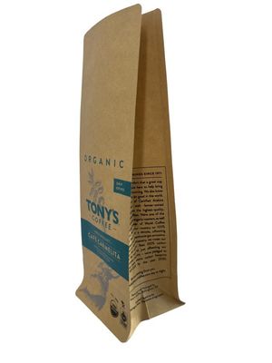 Industrial Printed Paper Coffee Packaging Pouch With Flat Bottom Pouch