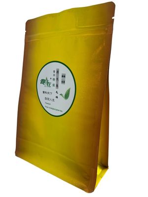 Resealable Zipper Top Bottom Gusset Packaging Bag With Golden Surface